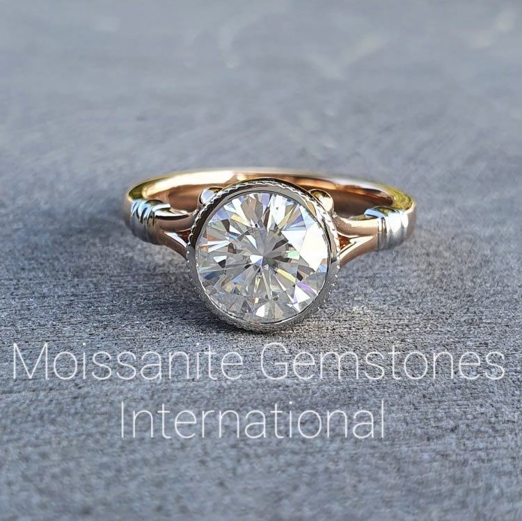 Ladies Bezel set Engagement Ring or Right Hand Ring. Choose Moissanite or Lab Diamond