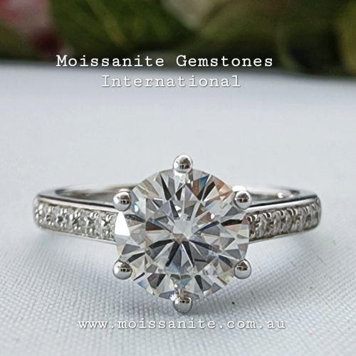 1.2ct Engagement Ring Set in 14k White Gold with Shoulder Gemstones