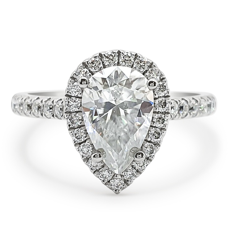 Pear cut 2ct Engagement Ring. Choose Moissanite or Lab Diamonds
