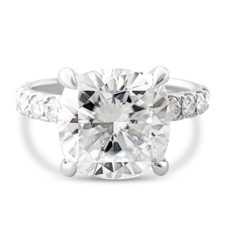 5.87ct Cushion Cut Engagement ring. Choose Moissanites Or Lab-Diamonds