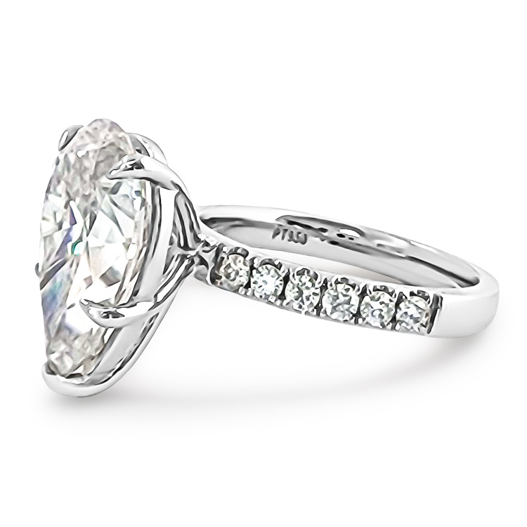 Pear Cut 7.36ct Engagement Ring. Choose Moissanite or Lab Diamond
