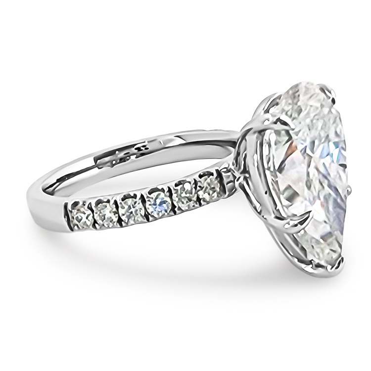 Pear Cut 7.36ct Engagement Ring. Choose Moissanite or Lab Diamond