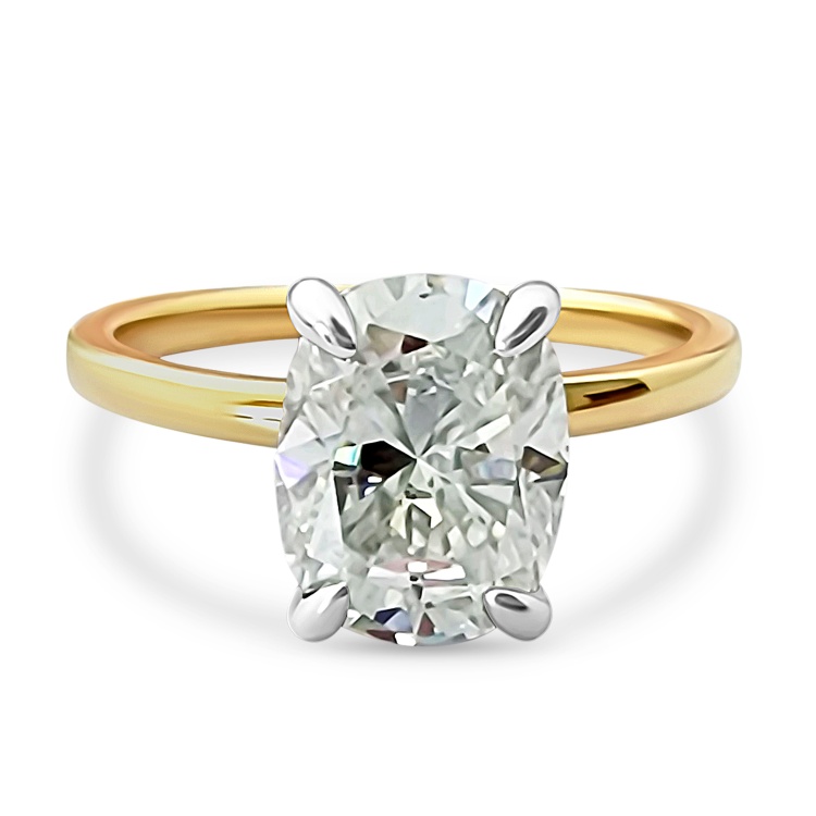 Cushion cut, 2ct Solitaire Engagement Ring. Choose Moissanite or Lab Diamond