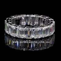 Eternity Band / Anniversary Ring. Emerald Cut Gemstones. Choose Moissanite or Lab Diamond Gemstones