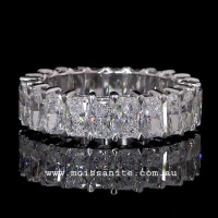 Eternity Band / Anniversary Ring, Radiant Cut Gemstones. Choose Moissanite or Lab Diamond Gem