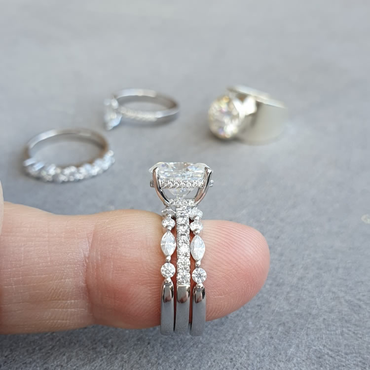 Marquise cut Moissanite wedding or stacker ring