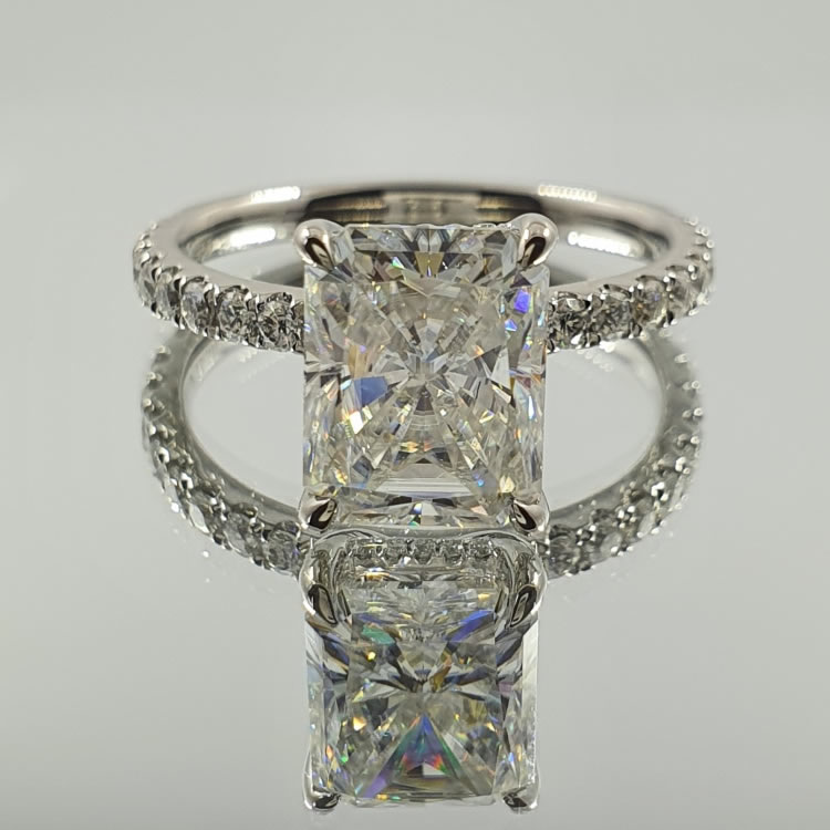 3.2ct Radiant cut Moissanite Engagement Ring