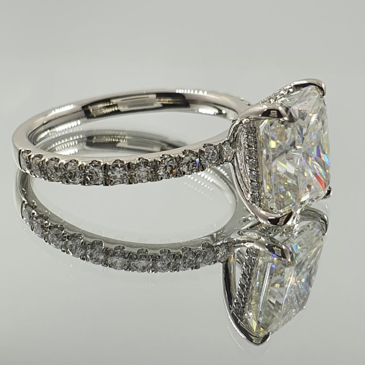 3.2ct Radiant cut Moissanite Engagement Ring
