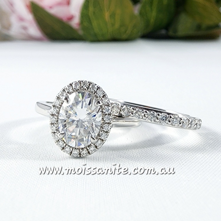 1.65ct halo oval cut Moissanite Engagement Ring