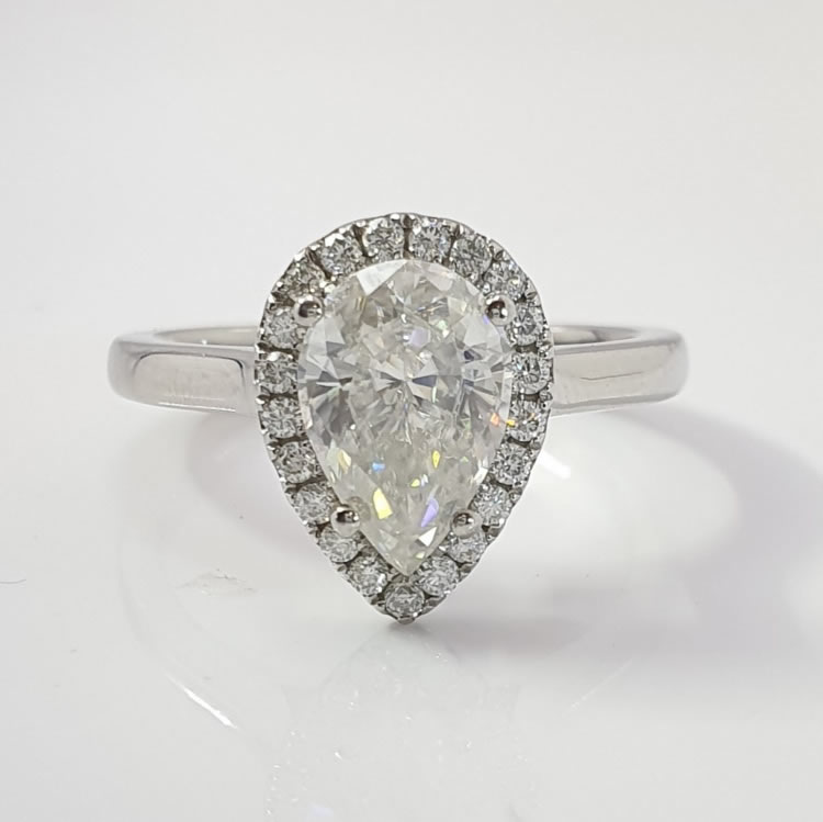 1.72ct Pear cut halo Moissanite Engagement ring