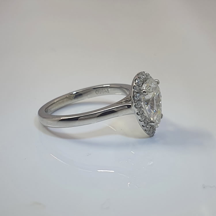 1.72ct Pear cut halo Moissanite Engagement ring