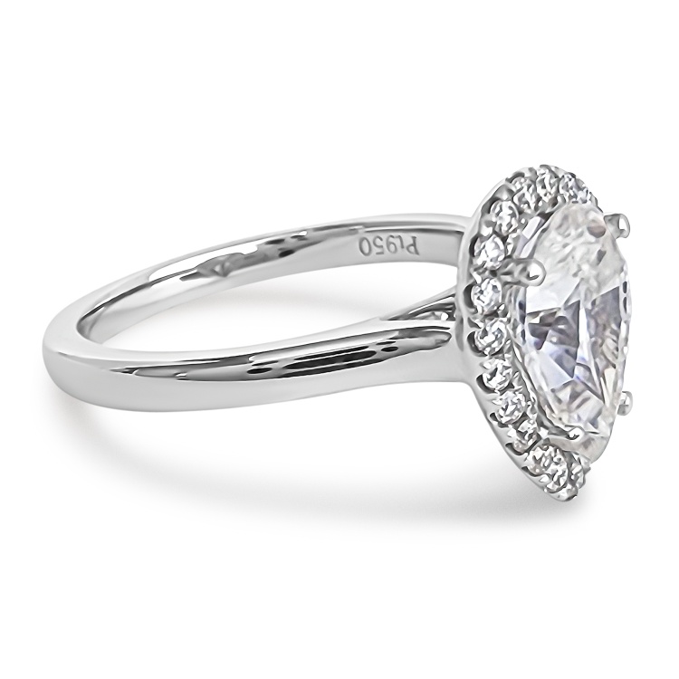 Engagement ring Moissanite 1.72ct Pear cut halo  set