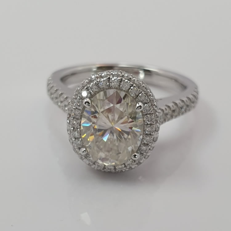 2.85ct Oval Cut Double Hale Engagement Ring