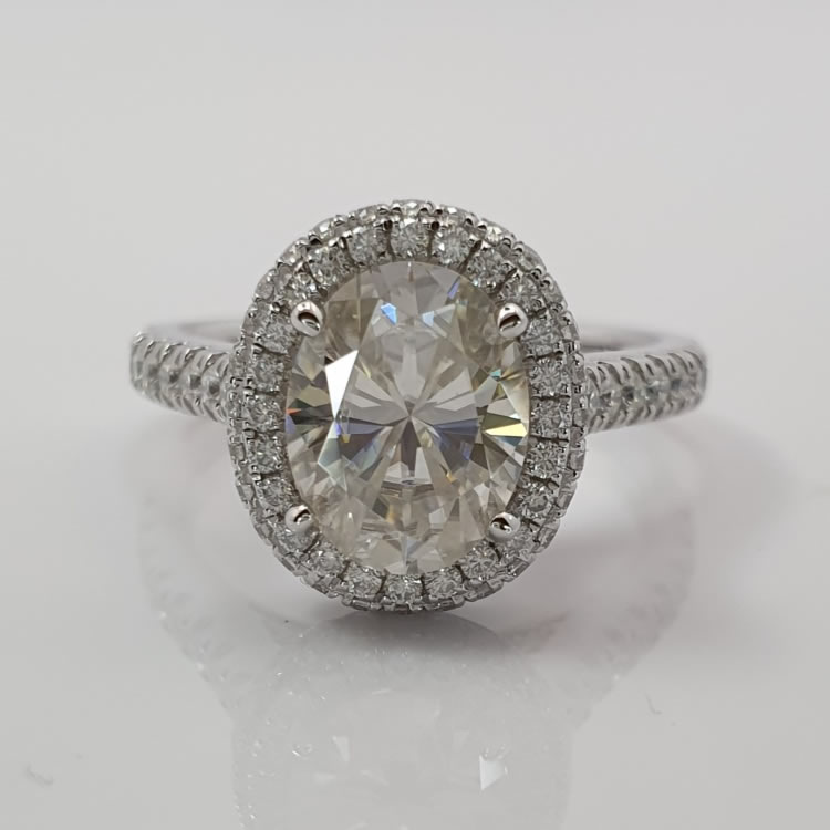 2.85ct Oval cut double hale Engagement Ring