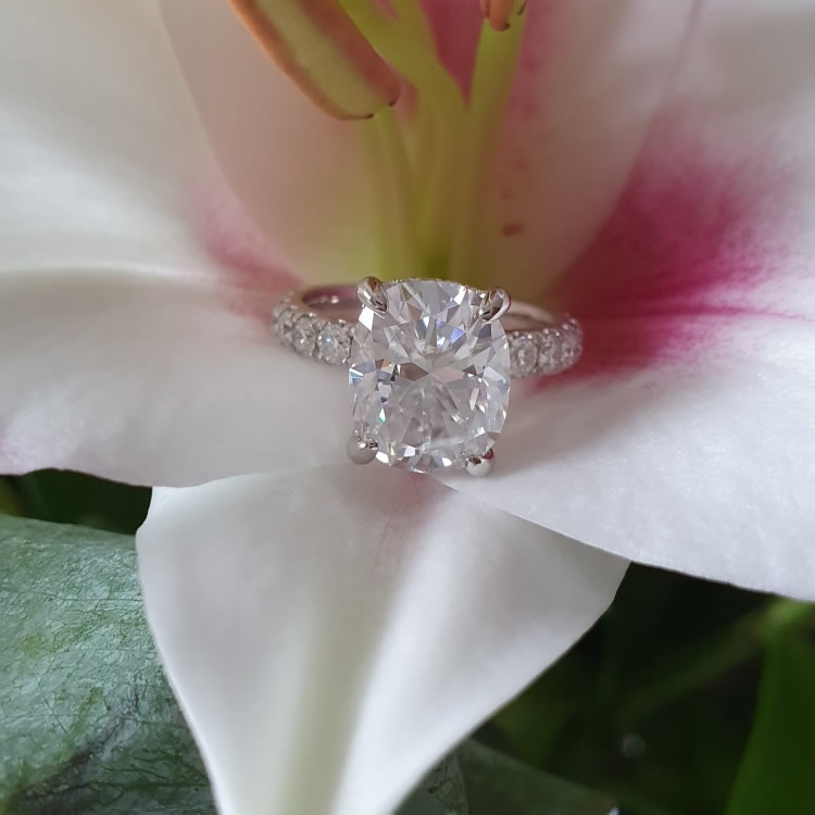6ct Elongated Cushion Engagement ring. WOW Factor