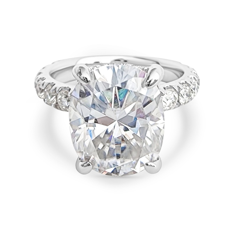 Cushion Cut Engagement Ring, 6cts TGW 5ct Elongated Cushion. Choose Moissanite or Lab Diamonds