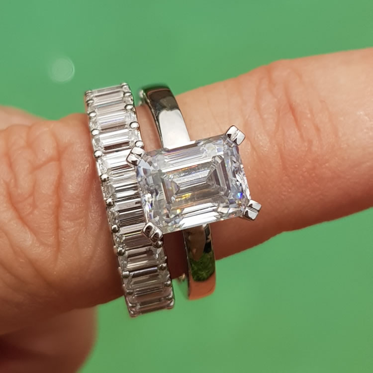 Emerald cut Wedding band / Anniversary Ring