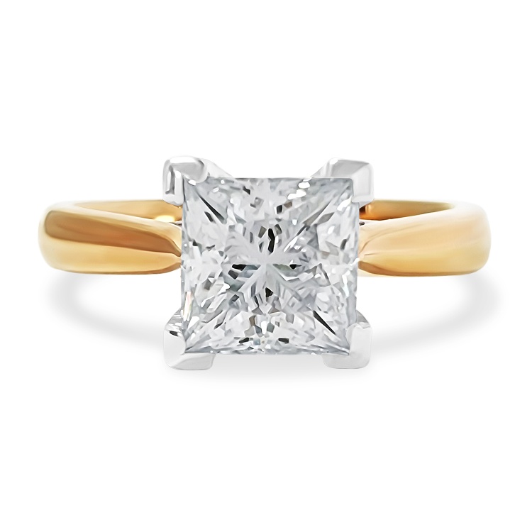Princess Cut 1ct Sparkling Engagement Ring. Choose Moissanite or Lab Diamond