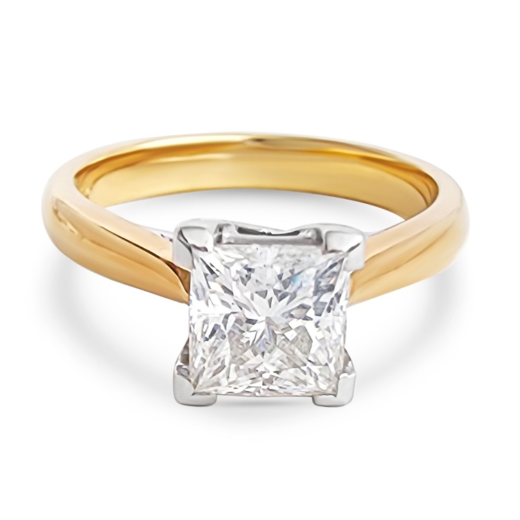 Princess Cut 1ct Sparkling Engagement Ring. Choose Moissanite or Lab Diamond