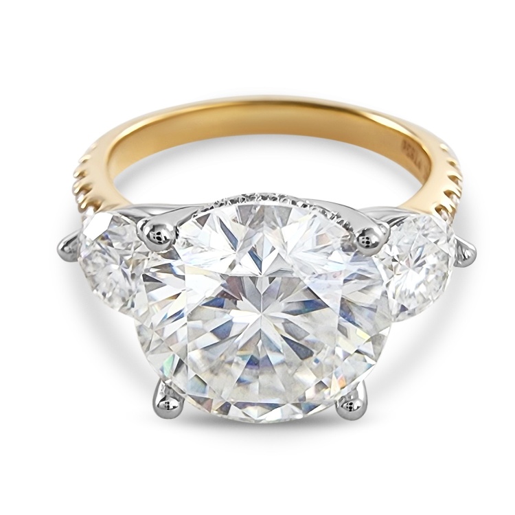 Trilogy Statement Engagement Ring 5.3cts. Choose Moissanite or Lab Diamonds