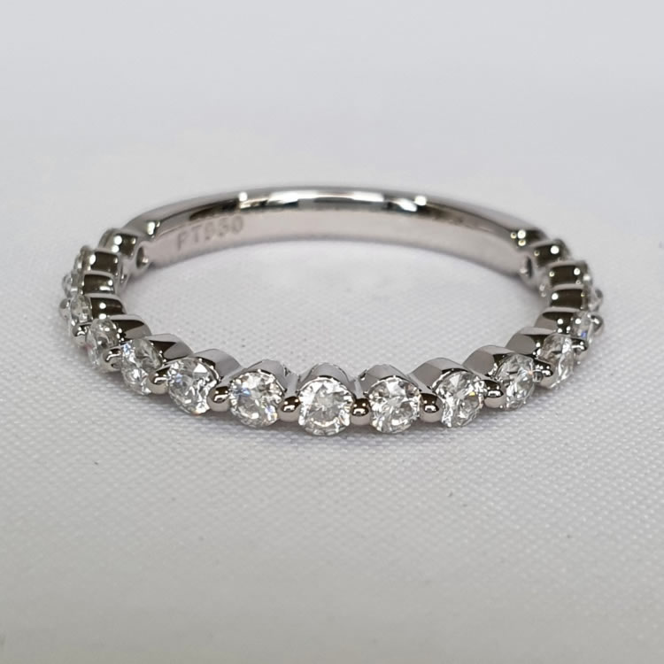 Moissanite Wedding / Stacker Ring Single Pin with Spaced Gemstones