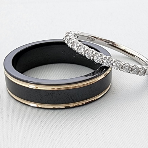Mens Zirconium / Gold Wedding Ring