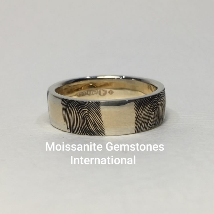 Mens Wedding Band with Finger Print